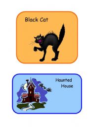 English worksheet: Black Cat and Haunted House 