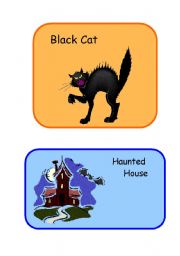 English Worksheet: Black Cat and Haunted House 