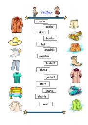 English Worksheet: Match the clothes