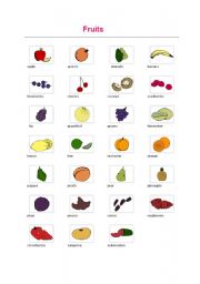 English Worksheet: Fruits