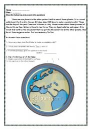 English Worksheet: Earth