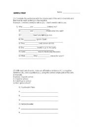 English worksheet: Past simple