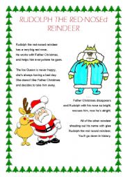 English Worksheets Rudolph The Red Nosed Reindeer