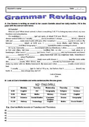 English Worksheet: Grammar Revision