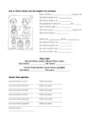 English Worksheet: Peters Family