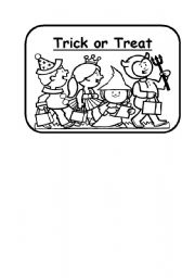 English Worksheet: Trick or treat B&W Flashcard 