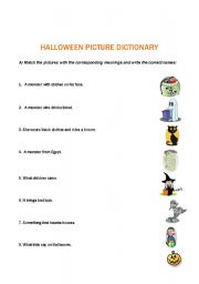 English Worksheet: Halloween Picture Dictionary