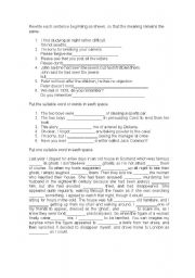 English worksheet: Vocabulary exercises