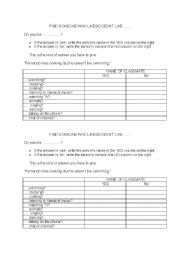 English worksheet: Likes and dislikes