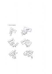English Worksheet: animals and colors