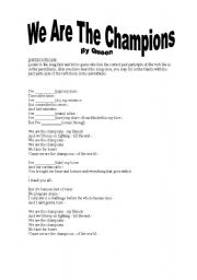 English worksheet: We are the champions song by Queen