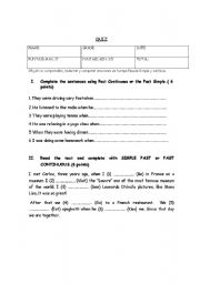 English worksheet: past tenses test