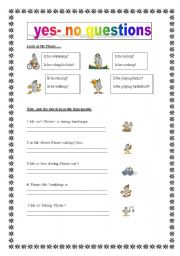 English Worksheet: yes -no question present continuous