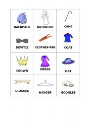 English Worksheet: clothes memory game