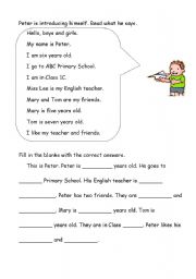 English Worksheet: Simple reading comprehension -- Talking about myself 