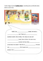 English Worksheet: Fill in  a cloze passsage (Fashion Show)