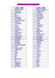 English Worksheet: The use of A, AN and THE