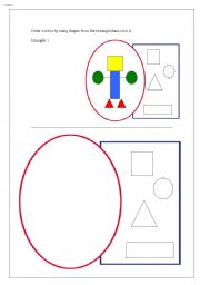 English Worksheet: Build a robot by shapes