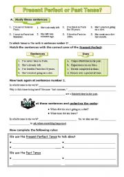 English Worksheet: Present Perfect or Past tense?