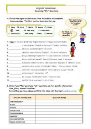 English Worksheet: Wh-questions: Use and Form