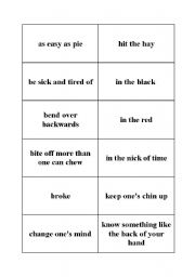 English Worksheet: idioms cards