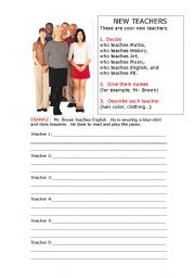 English Worksheet: Describing teachers and school subjects