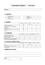 English Worksheet: oral work feedback