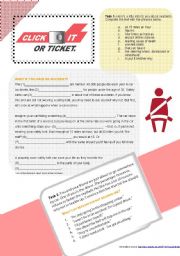 English Worksheet: Click it or ticket - Why should I use the seatbelt?