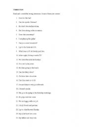 English Worksheet: Sentences to correct plus exercise on question words