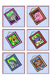 English Worksheet: Animal Cards for Memory Game