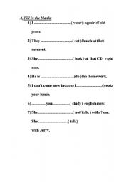 English Worksheet: present continous tense