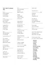 English worksheet: SONG Toms Diner