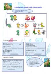 English Worksheet: Max the Snake presents: Family & Saxon Genitive