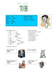 English Worksheet: to be affirmative - exercises