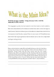 English Worksheet: Finding the Main Idea of a paragraph