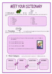 English Worksheet: DICTIONARY SKILLS