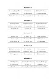 English Worksheet: What time is it? - Bingo