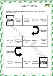 English Worksheet: Boardgame- Introductions