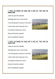 English worksheet: SONG PRACTICE (4 PAGES)