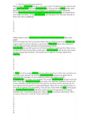 English Worksheet: Read the text and make questions