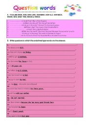 English Worksheet: Question words