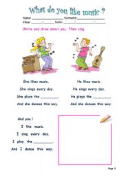 English Worksheet: music