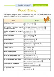 English Worksheet: Food Slang