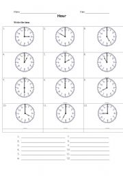 English Worksheet: Telling the time