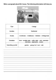 English worksheet: A Description of a House