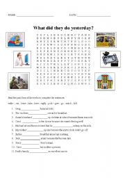 English Worksheet: What did the do yesterday