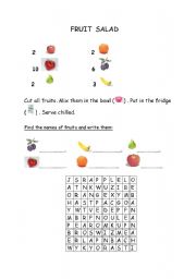 English Worksheet: Fruit Salad - word search