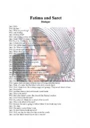 English worksheet: Dialogue: Fatima and Saret/ 3 pages