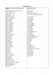 English Worksheet: make & do