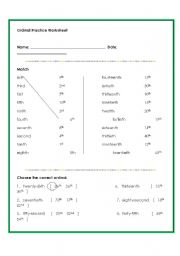 English Worksheet: Ordinal number Practice